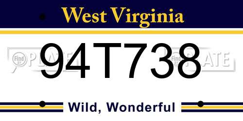 94T738 West Virginia License Plate