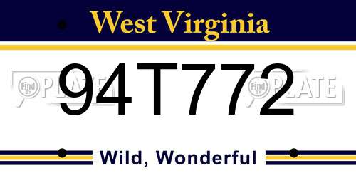 94T772 West Virginia License Plate