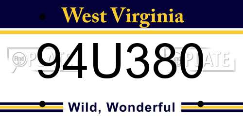 94U380 West Virginia License Plate