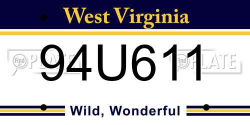 94U611 West Virginia License Plate