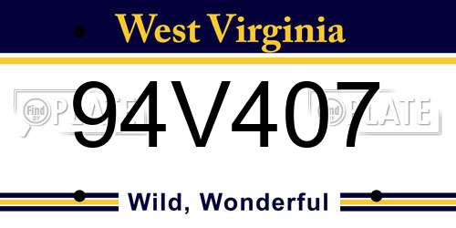 94V407 West Virginia License Plate