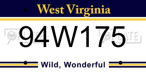 94W175 West Virginia License Plate