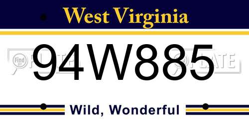 94W885 West Virginia License Plate