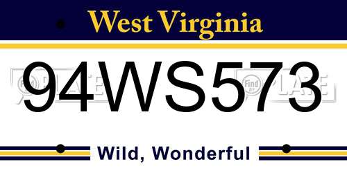 94WS573 West Virginia License Plate