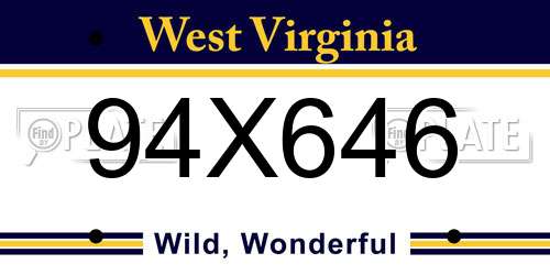 94X646 West Virginia License Plate