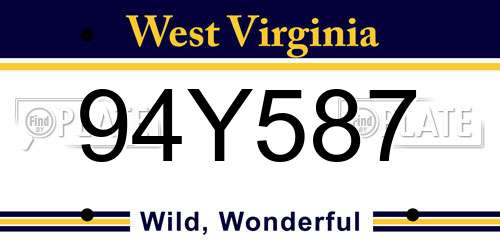 94Y587 West Virginia License Plate