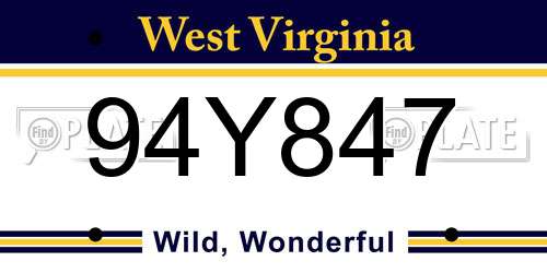 94Y847 West Virginia License Plate
