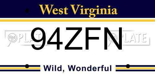 94ZFN West Virginia License Plate