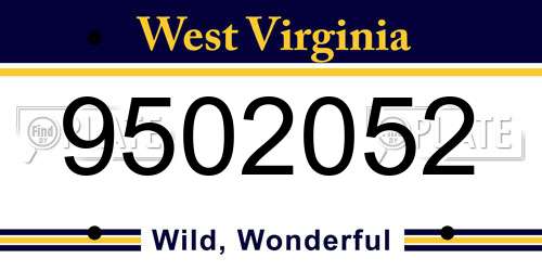 9502052 West Virginia License Plate