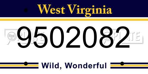 9502082 West Virginia License Plate