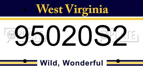 95020S2 West Virginia License Plate