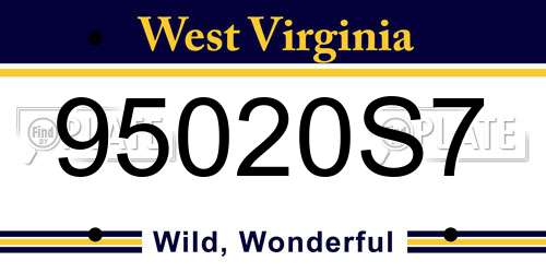 95020S7 West Virginia License Plate