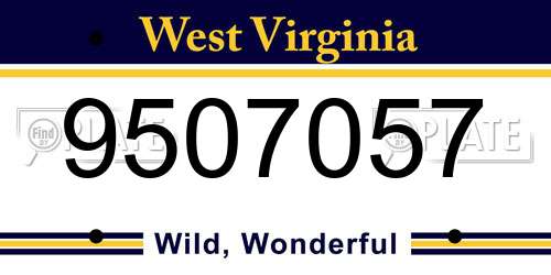 9507057 West Virginia License Plate