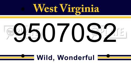 95070S2 West Virginia License Plate