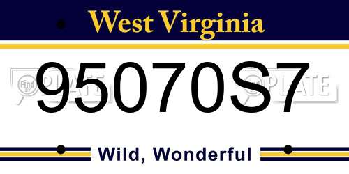95070S7 West Virginia License Plate