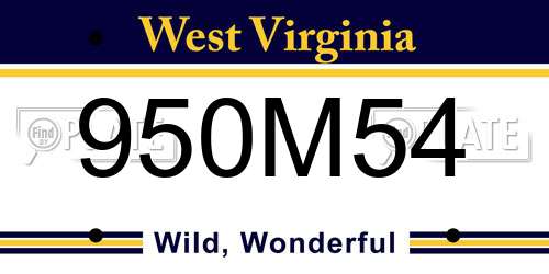 950M54 West Virginia License Plate
