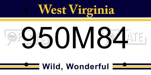 950M84 West Virginia License Plate