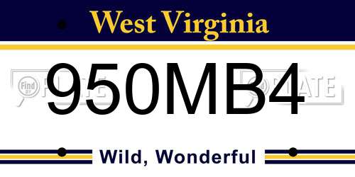 950MB4 West Virginia License Plate