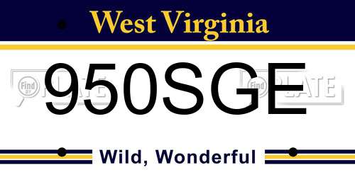950SGE West Virginia License Plate