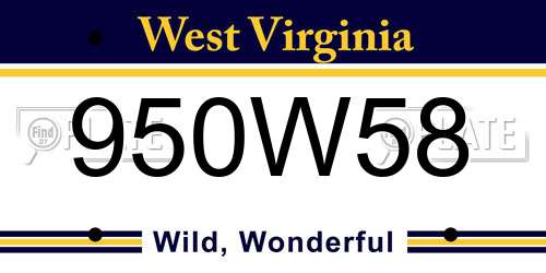 950W58 West Virginia License Plate