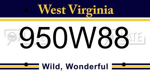 950W88 West Virginia License Plate
