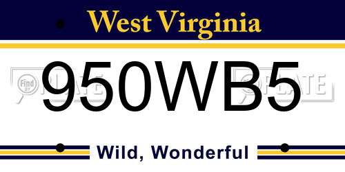 950WB5 West Virginia License Plate