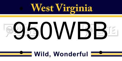 950WBB West Virginia License Plate