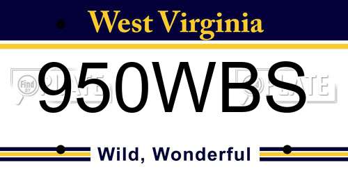 950WBS West Virginia License Plate