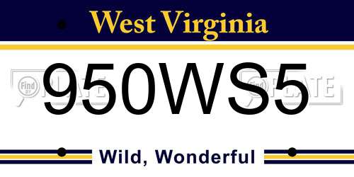 950WS5 West Virginia License Plate