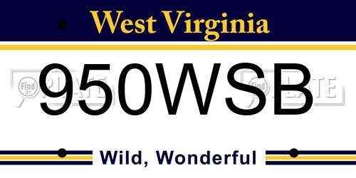 950WSB West Virginia License Plate