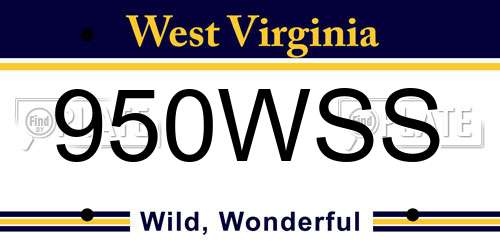 950WSS West Virginia License Plate