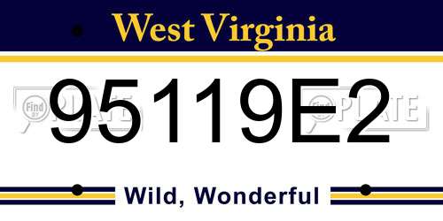 95119E2 West Virginia License Plate