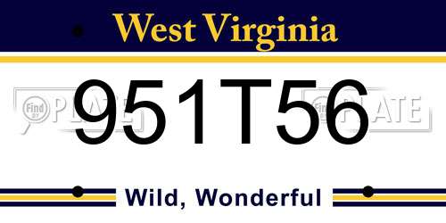 951T56 West Virginia License Plate