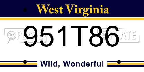 951T86 West Virginia License Plate