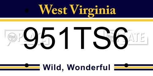 951TS6 West Virginia License Plate