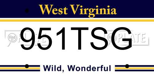 951TSG West Virginia License Plate