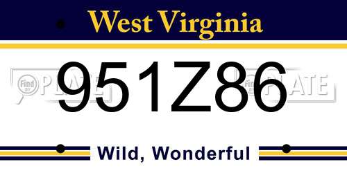 951Z86 West Virginia License Plate