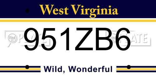 951ZB6 West Virginia License Plate