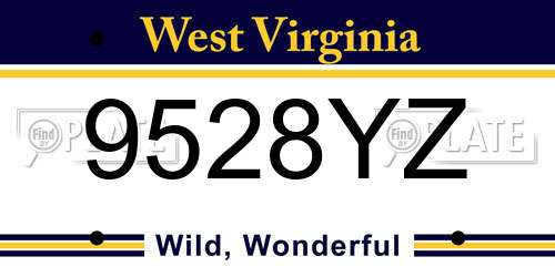 9528YZ West Virginia License Plate
