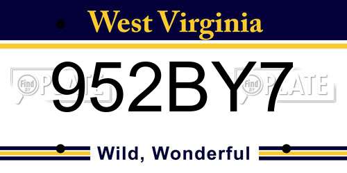 952BY7 West Virginia License Plate