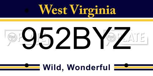 952BYZ West Virginia License Plate