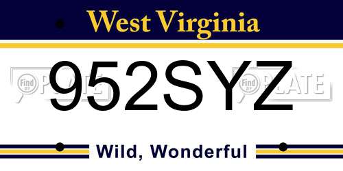 952SYZ West Virginia License Plate