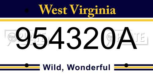 954320A West Virginia License Plate