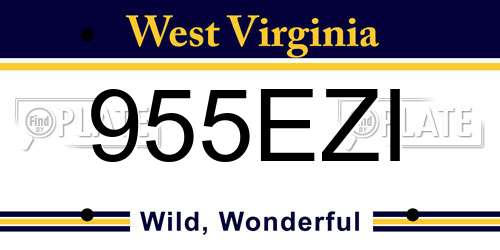 955EZI West Virginia License Plate