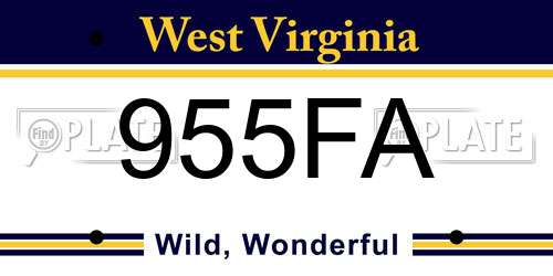 955FA West Virginia License Plate