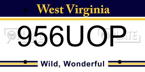956UOP West Virginia License Plate