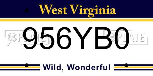 956YB0 West Virginia License Plate