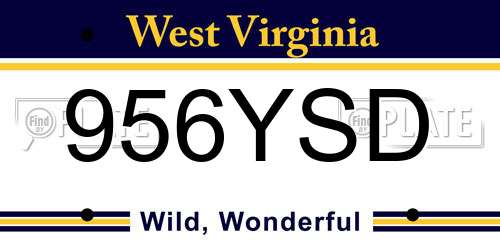 956YSD West Virginia License Plate