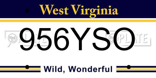 956YSO West Virginia License Plate