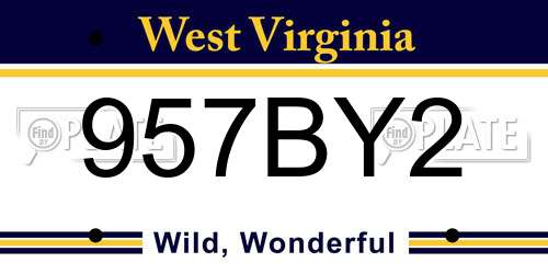 957BY2 West Virginia License Plate